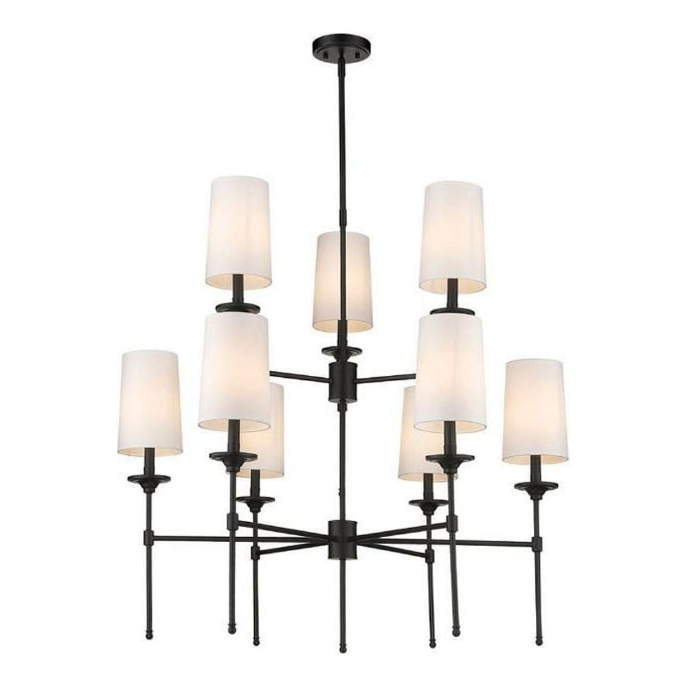 Emily Matte Black 9-Light Transitional Tiered Chandelier