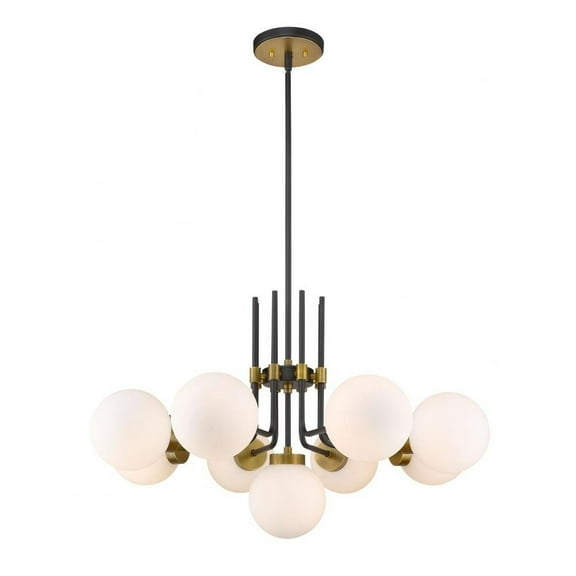 9 Light Chandelier in Retro Style 32 inches Wide By 97.75 inches High-Matte Black/Olde Brass Finish Bailey Street Home 372-Bel-4186007