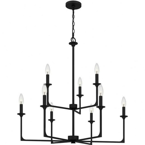 9 Light Chandelier in Transitional Style-33 inches Tall and 32 inches Wide-Matte Black Finish Bailey Street Home 71-Bel-4885069