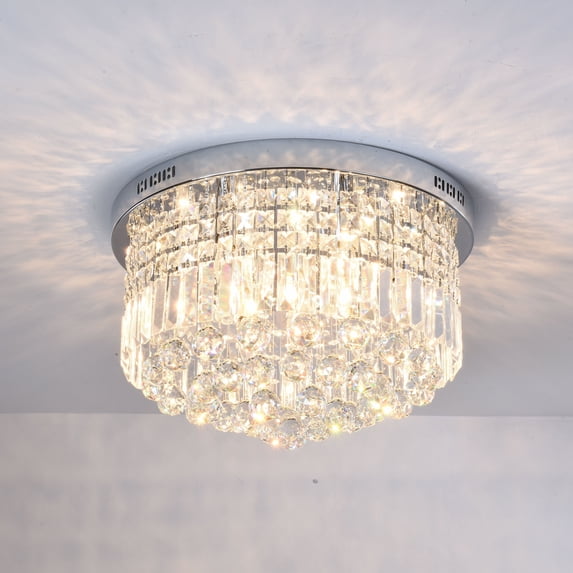 9-Light Modern Metal Chrome Chandelier, Corded Electric