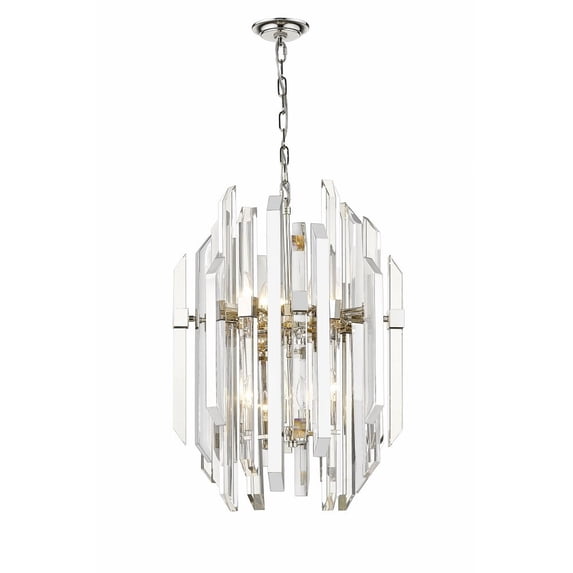 Z-Lite Bova 9 Light Clear Crystal Steel Pendant in Polished Nickel