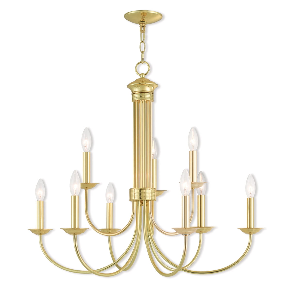 Polished Brass 9-Light Candle Style Chandelier