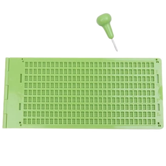 9 Lines 30 Cells Braille Writing Slate with Stylus Portable Braille Fingerboard Writing Learning Tool for Blind and Visually Impaired