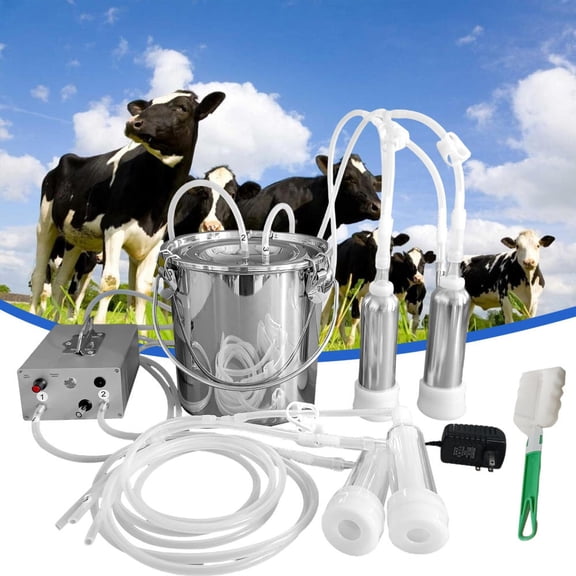 9-Liter Electric Goat Milker Machine, 45-50kPa Suction with Stainless Steel Bucket, Cleaning Brushes