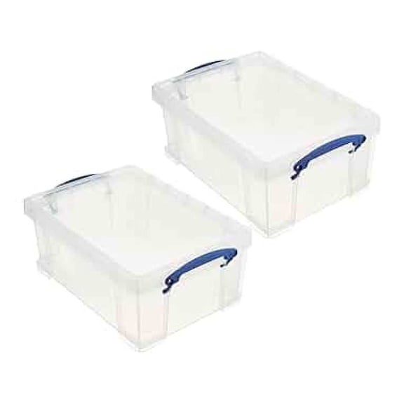 9 Liter Storage Bins 2 Pack - Plastic Storage Containers with Lids & Clip Lock Handles - Clear Organizer Box for Home, Office, Toys, Photos
