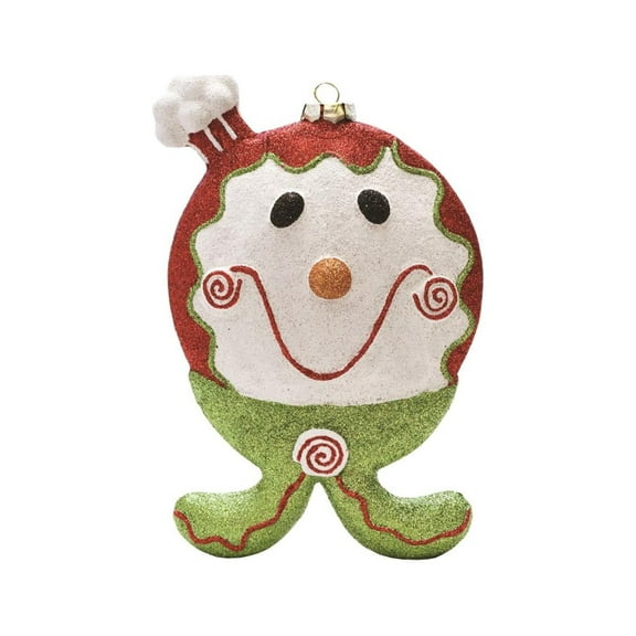 9" Merry & Bright Red White and Green Glittered Shatterproof Gingerbread Boy Christmas Ornament