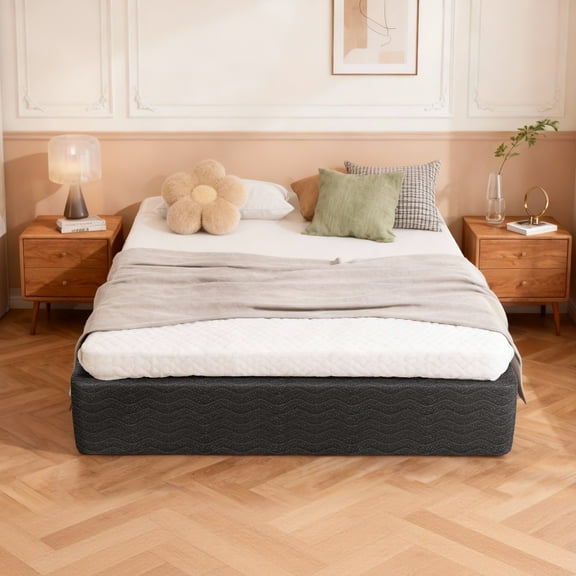 9 In with Storage Space and Easy Assembly Metal Bed Frame, Queen Size