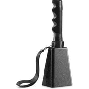 9" Metal Cowbells with Handle - (1 Pack) Cow Bells Loud Cheering Noise Makers for Sporting Events, Football Games, School Spirit, Rallies & Celebrations - Black Steel Percussion Music Instrument