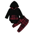 thumbnail image 1 of 9 Months Baby Boys Clothes 12 Months Boys 2PCS Christmas Outfits Set Hoodie Top Plaid Pants Set Infant Boys Long Sleeve Outfits Set Black, 1 of 8