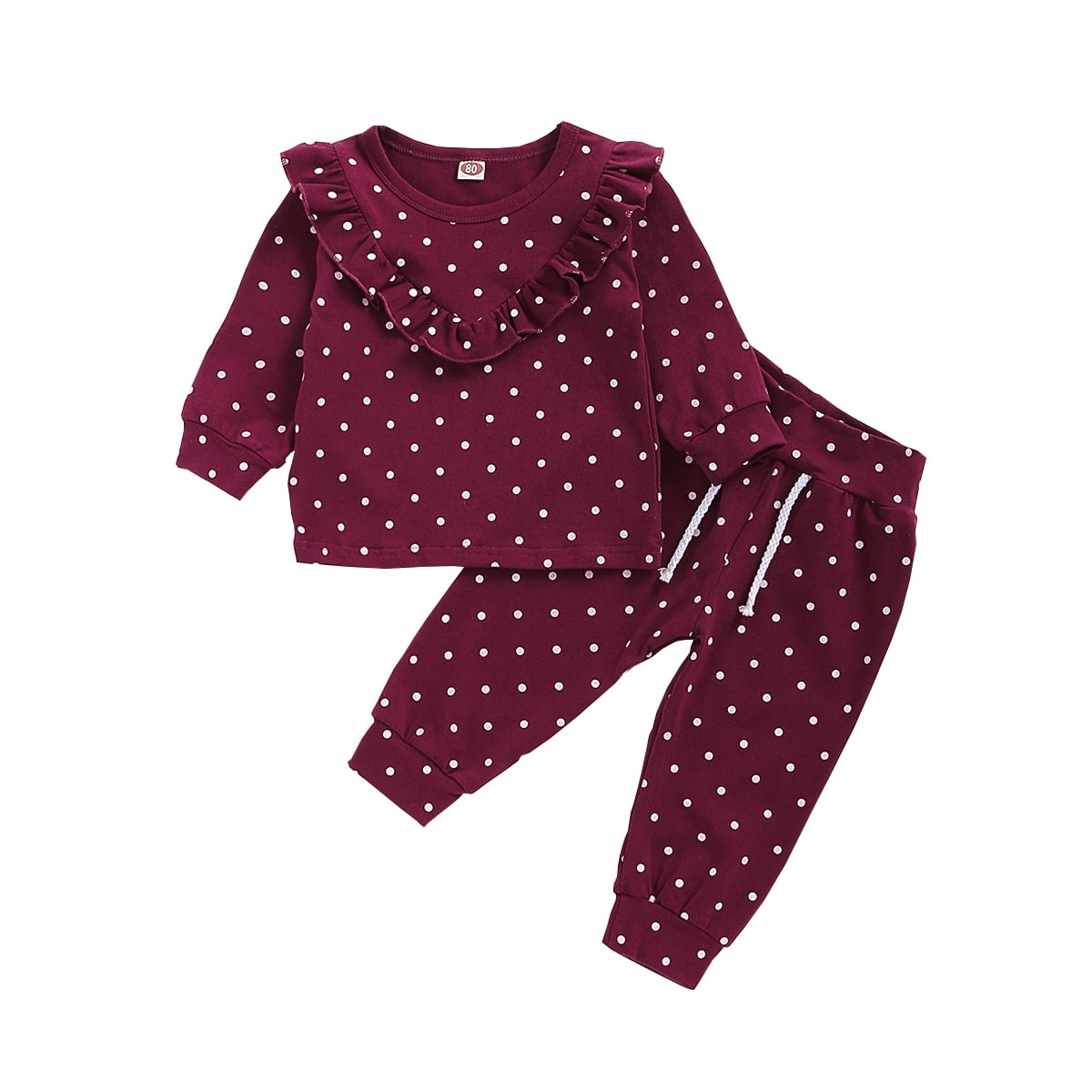 2pcs Polka dots Print Long-sleeve Baby Set