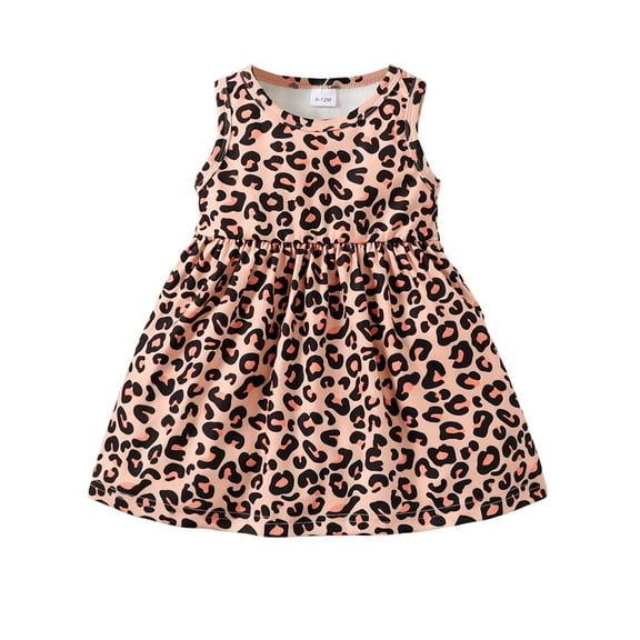 9 Months Baby Girls Dress Infant Girls Summer Sleeveless Dress 12 Months Girls Leopard Sundress Multicolor