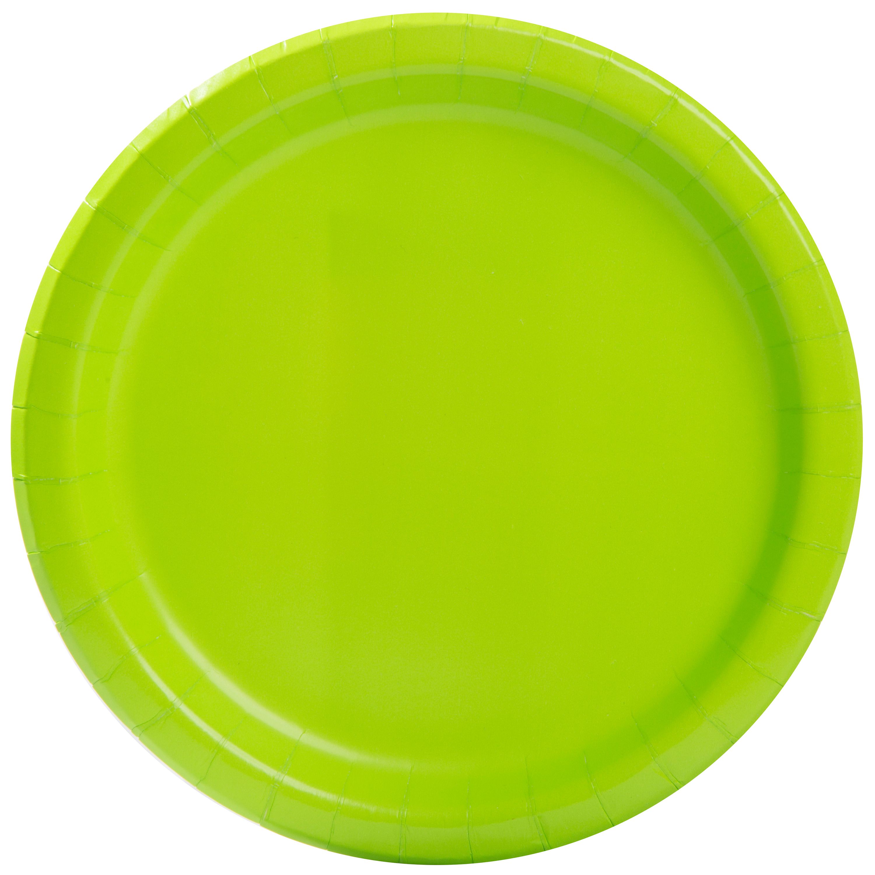 9" Neon Green Party Plates, 55 Count - image 1 of 2
