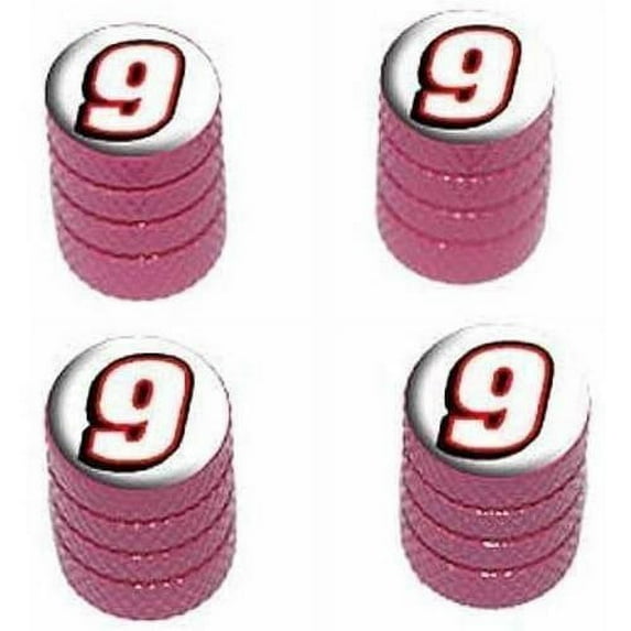 9 Number Nine Tire Rim Wheel Aluminum Valve Stem Caps, Multiple Colors