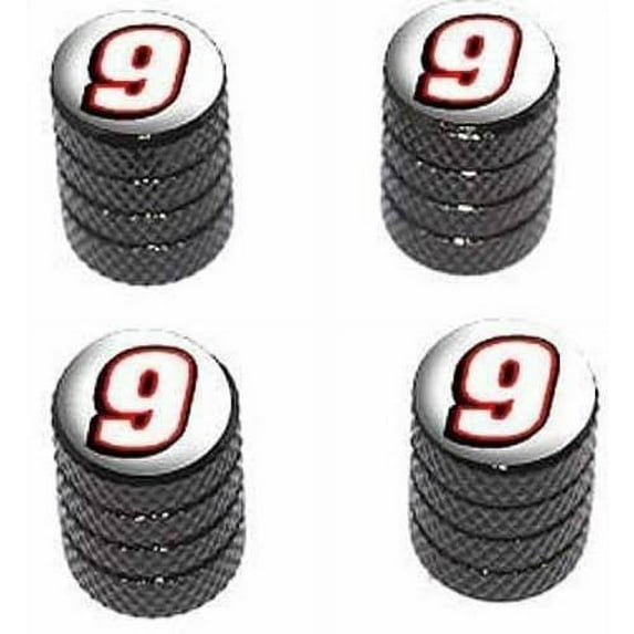 9 Number Nine Tire Rim Wheel Aluminum Valve Stem Caps, Multiple Colors