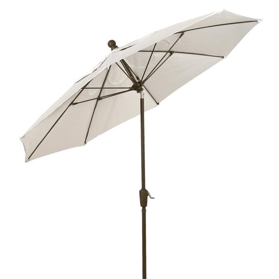 9 Oct Home Patio Tilt Umbrella 8 Rib Crank Champagne Bronze with Natural spun Acrylic Canopy