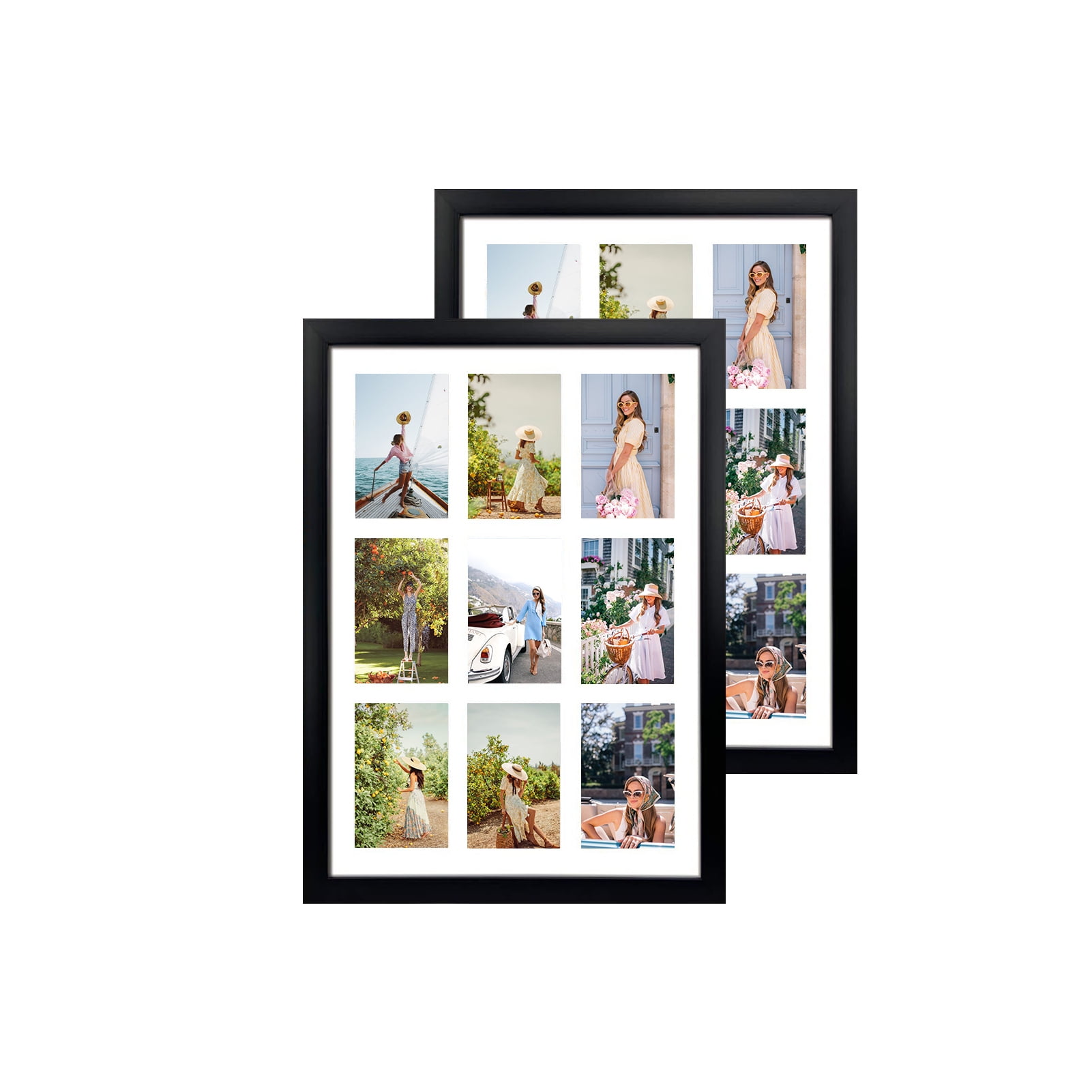 Collage Picture Frames  2 Opening 4x6 Black Wood Frame