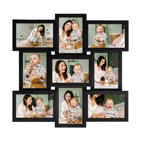 9-Opening Black Picture Frame Collage 4x6 Photo Gallery Display for Home, Family, Friends Wall Hanging Collection