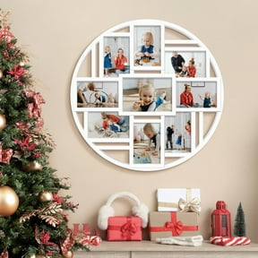 9-Opening Round 4×6 Collage Wall Frame, Multi Picture Photo Frame for Wall, Displays 9 Slots Photos, Family Collage Picture Frames, Cool Gallery-Style Wall Decor (White)