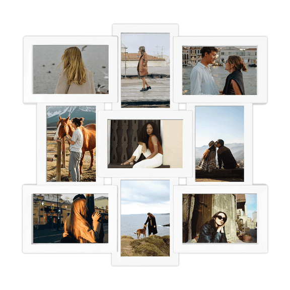 9-Opening White Frame Collage - 4x6 Photo Display - Multi Decor for Home, Family, Friends - Wall Hanging Collection