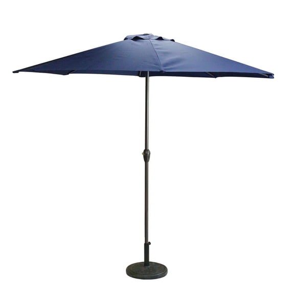 9' Outdoor Patio Market Umbrella with Hand Crank and Tilt - Navy Blue