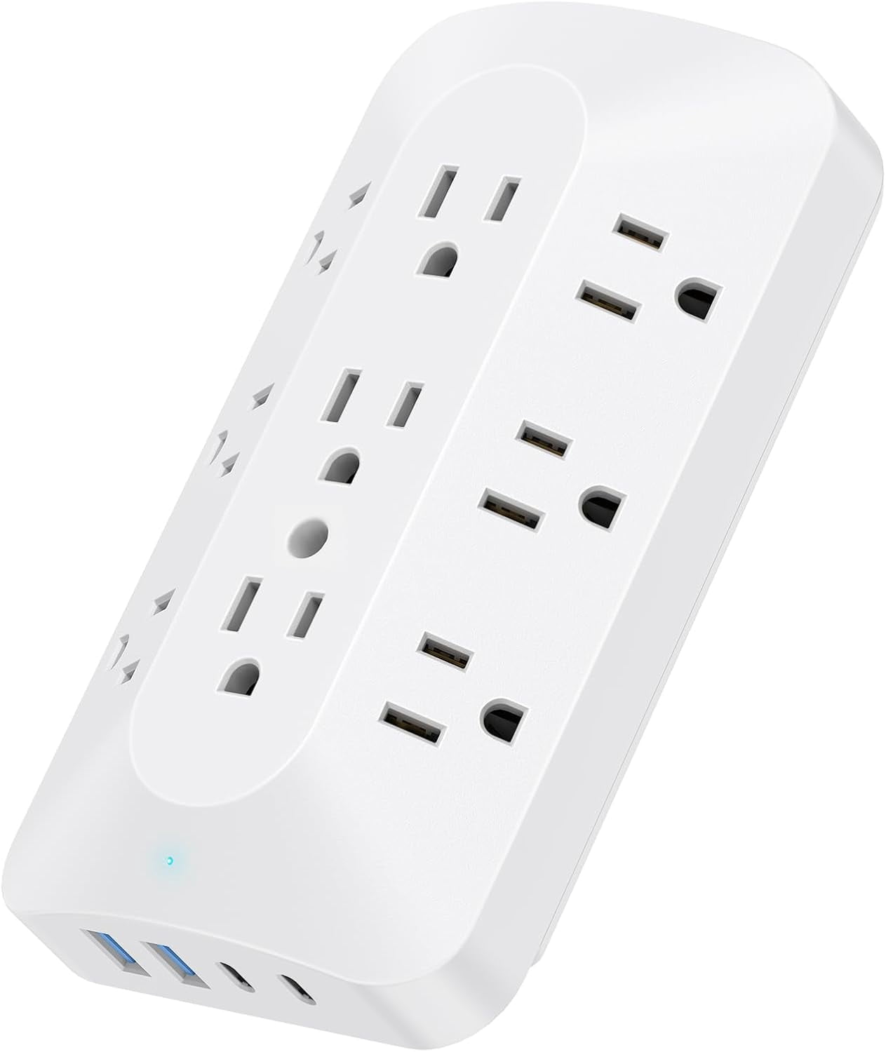 9 Outlet Extender, Multi Plug Wall Outlet with 4 USB Charging Ports (2 USB C), 3 Sided Sur Protector trip for Home, Office, Dorm Essentials, White