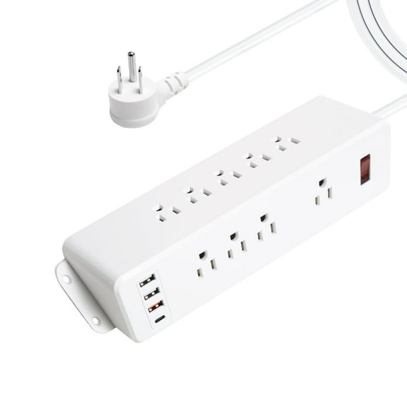 9 Outlets Wall Mount Power Strip with Fast Charge USB C, 13-in 1 Electrical Outlets
