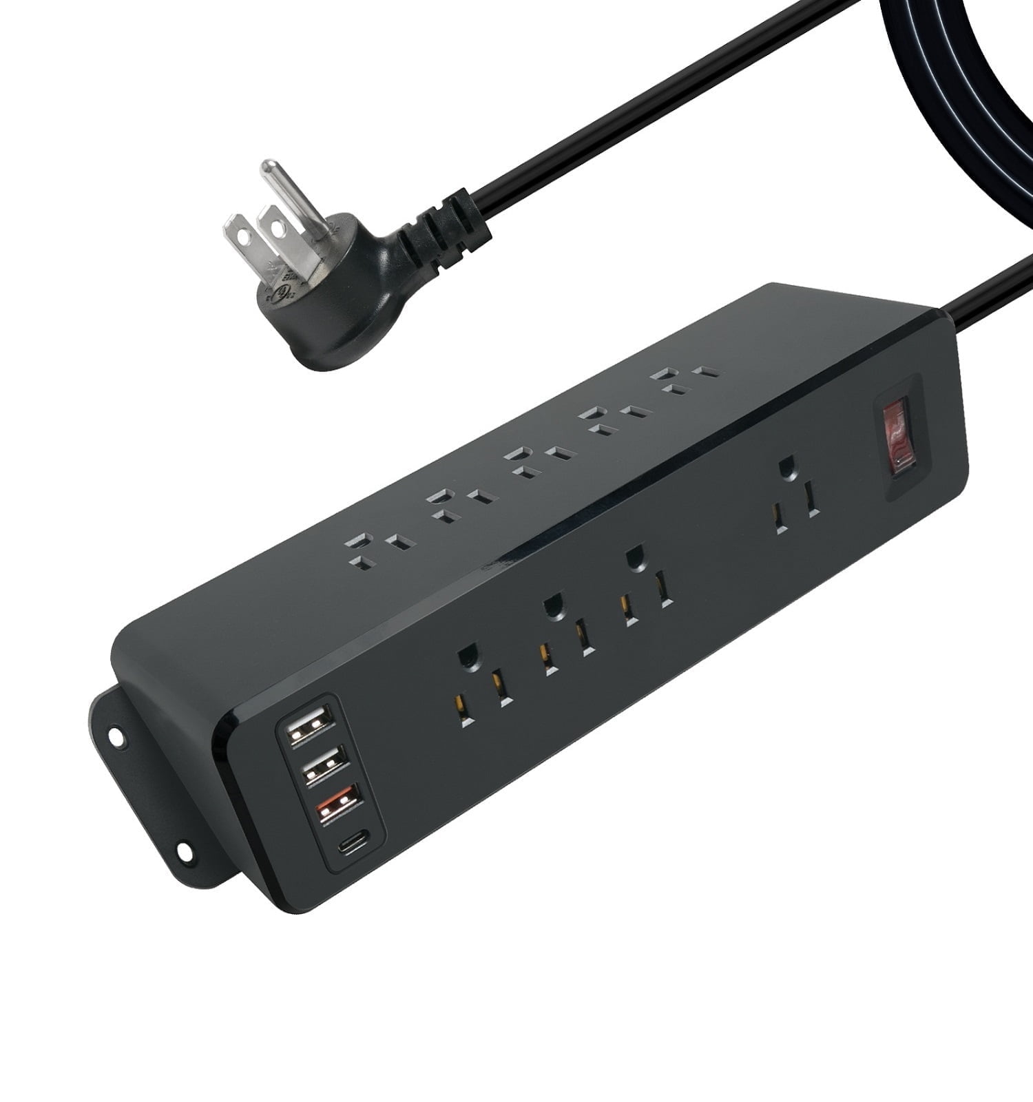 9 Outlets Wall Mount Power Strip with Fast Charge USB C, 13-in 1 Electrical Outlets