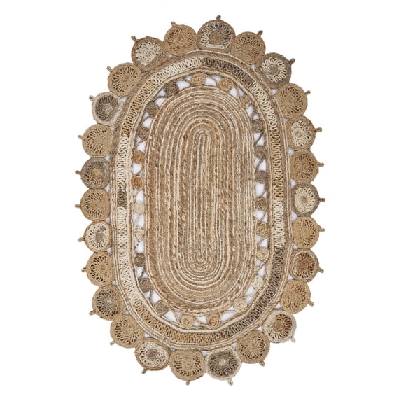 9’ Oval Shaped Natural Toned Area Rug