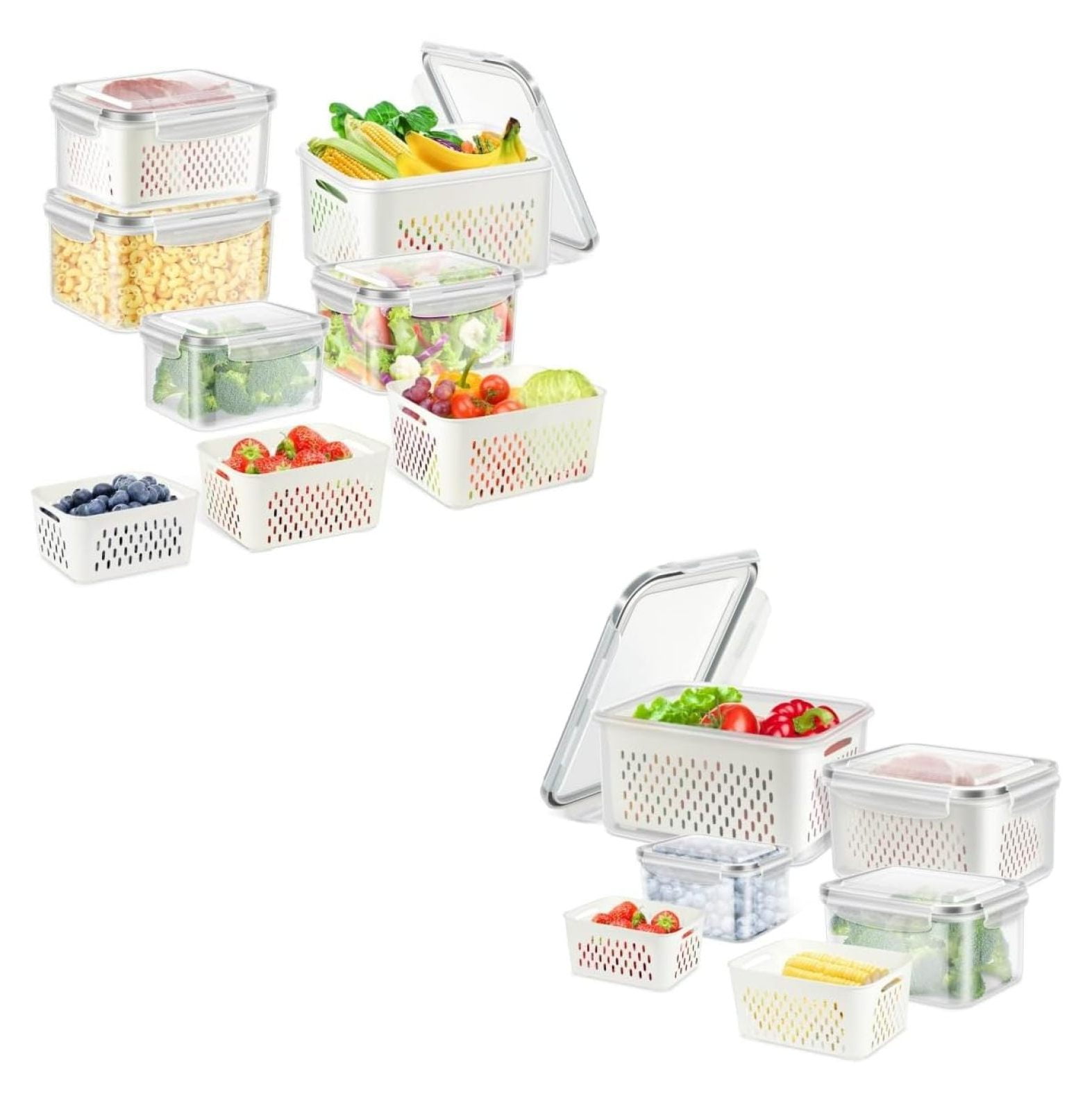 9 PACK Fridge Fruit Container Berry Storage Container with Lids with Strainer, Plastic Produce