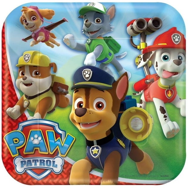 9" PAW Patrol Square Paper Party Plate, 8ct