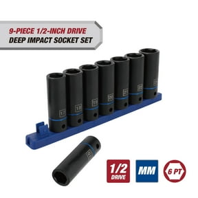 Hyper Tough 9-Piece 1/2-inch Drive Deep Metric Impact Socket Set (mm)