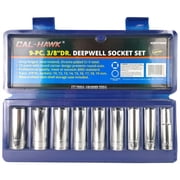 9 PC 3/8" Drive Metric Size Deep Well Socket Tool Set with Case