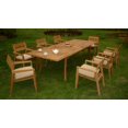 thumbnail image 1 of 9 PC A Grade Outdoor Patio Teak Dining Set - 117" Double Extension Rectangle Table & 8 Cellore Stacking Arm Chairs, 1 of 4