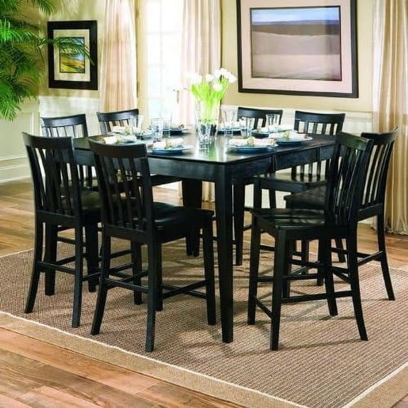 9 PC Lakeside Counter Height Dining Table and stool set Finish: Rich Black