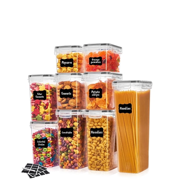 Asnews 9PCS Airtight Food Storage Containers with Lids, Plastic Kitchen and Pantry Organization Canisters