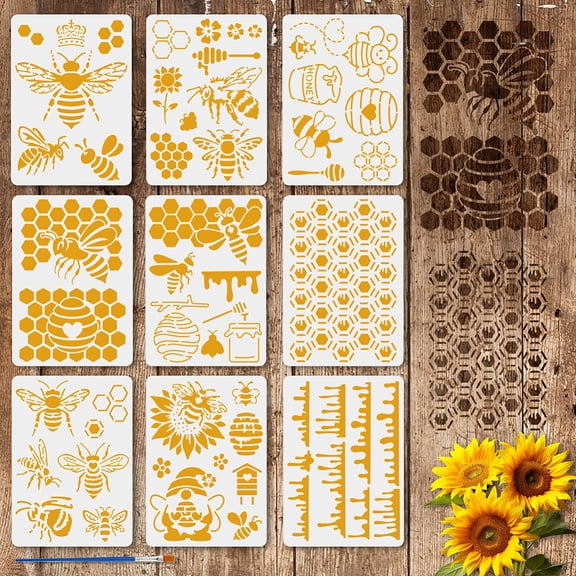 9 PCS Bee Theme Stencils