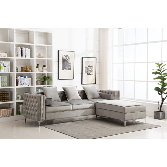 9 PCS Corduroy Flexible Combination Sectional Sofa Dark Grey