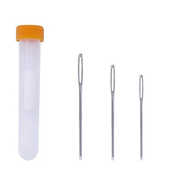MLINS 9-Piece Metal Embroidery Needles Set with Large Eyes and Tips for Sewing, Stored in Clear Bottle