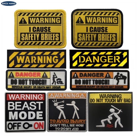 9 PCS Danger Do Not Touch Funny Meme Morale Applique Patch 2-Pack Set, Hook & Loop Fastener/Backing, Tactical Accessory for Clothing-Jackets-Hats-Backpacks
