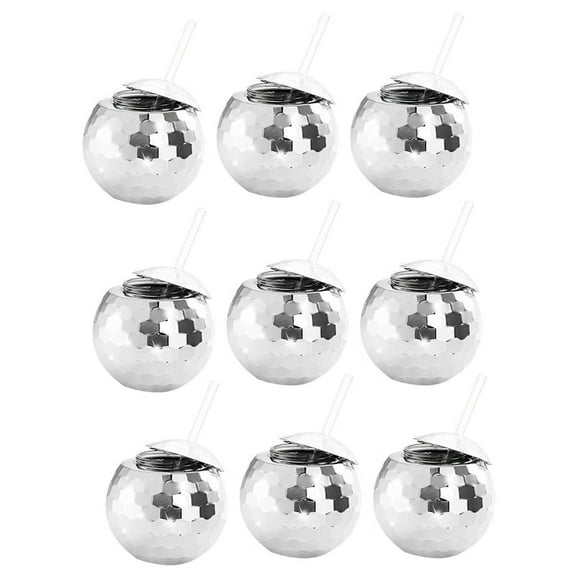 9 PCS Disco Ball Cups, 20 OZ Cups with Straws and Lid, Reusable Flash Tumbler Cocktail Cup for Partys Bar