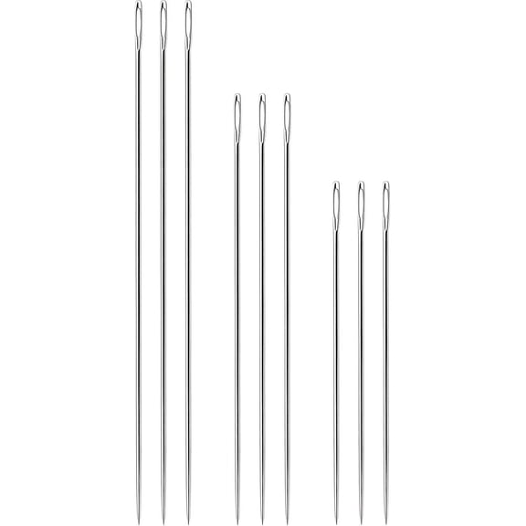9 PCS Extra Long Darning Needles 4.9"/5.9"/6.9" Big Eye Sewing Needles Hand Quilting Needles for Doll Making Webbing Carpet Leather Canvas Repair Stitching and Crafting Project