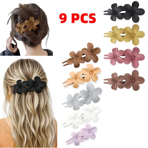9 PCS Flat Hair Claws for Women, Matte Non-Slip Clips Strong Hold Hair Accessories for All Hair Types