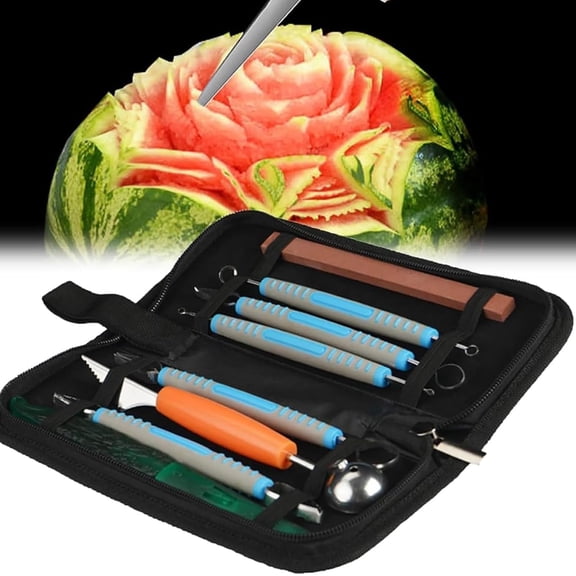 9 PCS Food Carving Tools Kit, Culinary Carving Peeling Tools, Culinary Carving Peeling Tools, Fruit Vegetable Garnishing Cutting Slicing Tools with Storage Bag, Suitable for Vegetables, Fruits, Meat