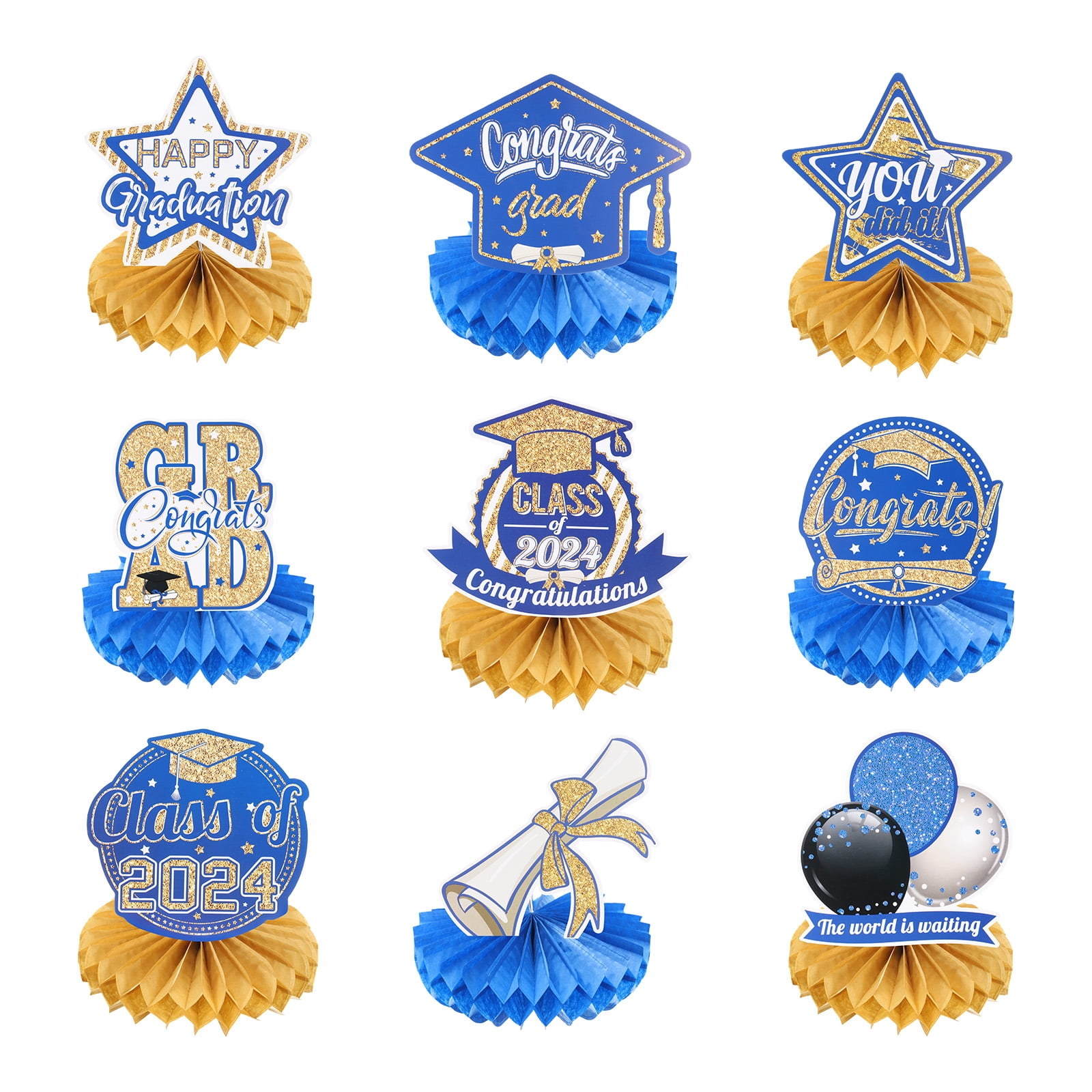 9 PCS Graduation Party Decorations Class of 2024, Honeycombs Table ...