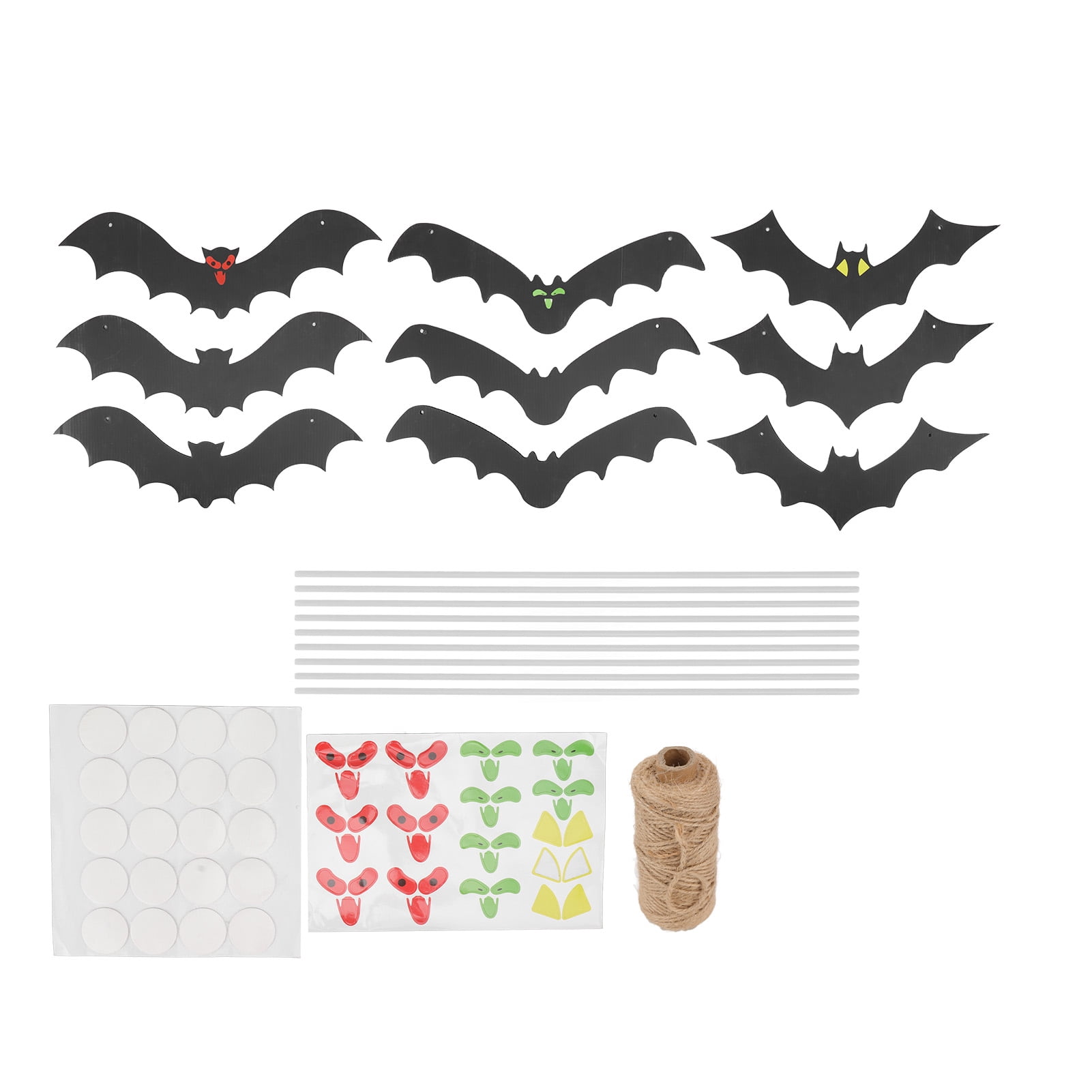 9 PCS Hanging Bats Decoration Courtyard Halloween Party Festival Flying ...
