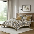 thumbnail image 1 of 9 PCS King Jacquard Oversized Duvet Style Comforter Set Gold, 1 of 10