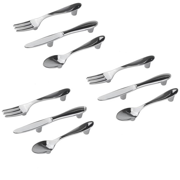 9 PCS Knife Spoon Fork Kitchen Cabinet Closet Drawer Pull Handles Knobs 3-Inch Center to Center (Silver-Zinc Alloy)