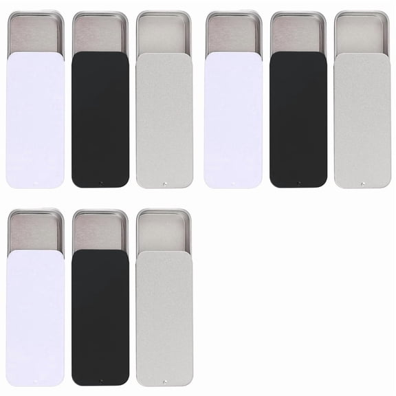 9 PCS Metal Slide Top Tin Containers, 3.14 X 1.33 X 0.47 Inches Portable Tins Container, Rectangular Empty Containers