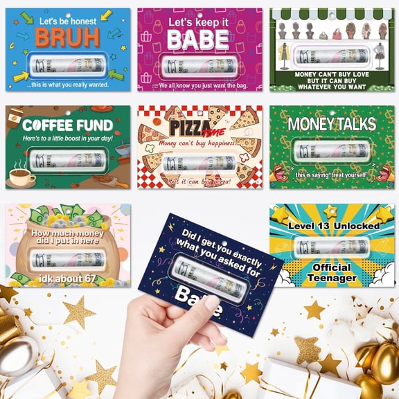 9 PCS Money Holder for Gifting Cash, Fun Ways to Give Money as a Gift for Birthday, Bruh Cash Gift Holders Ornaments for Bill Bucks Checks, Funny Gift Giving Ideas