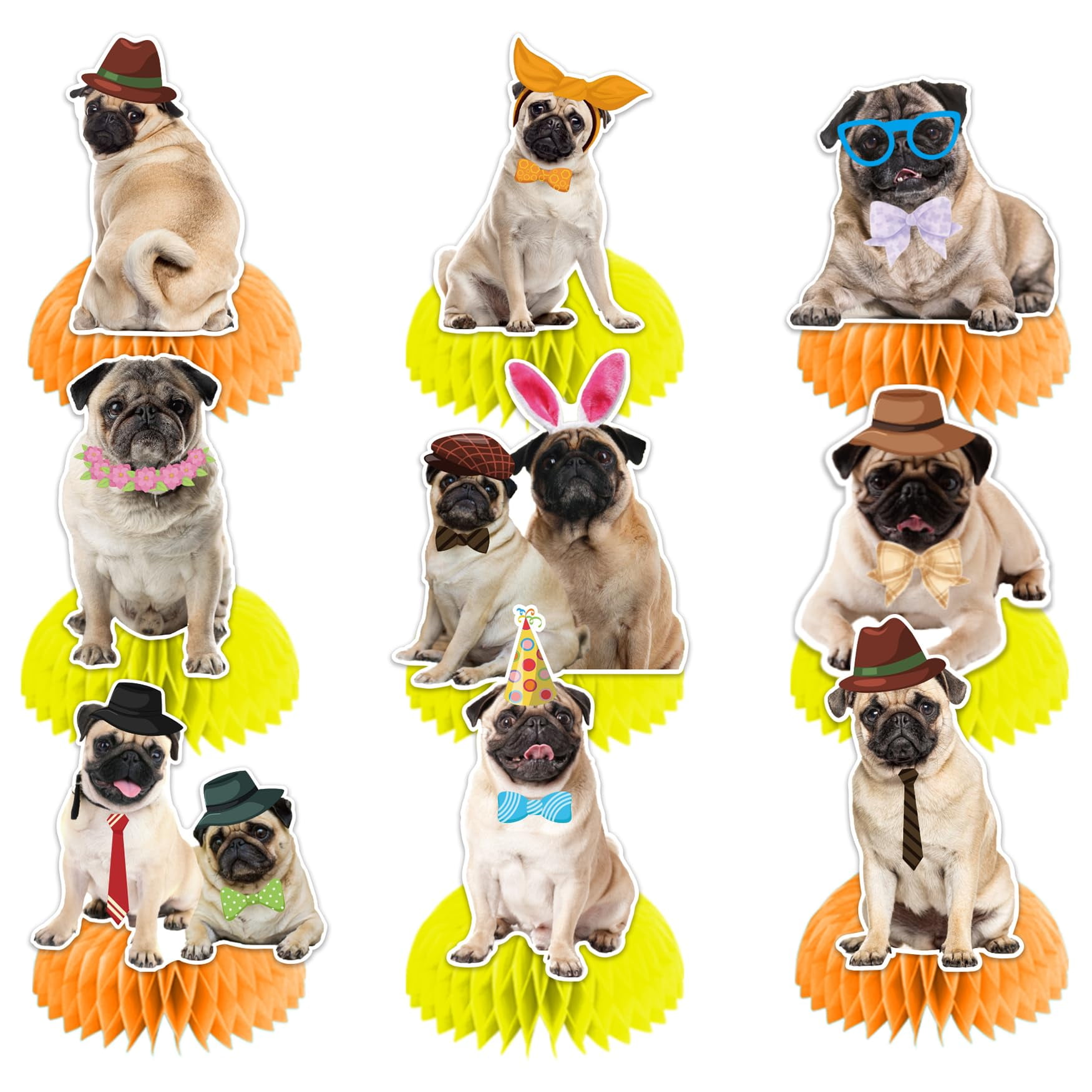 9 PCS Pug Centerpieces Table Decorations Pug Table